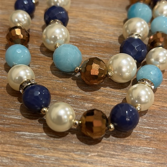 Bill Blass Double Strand Blue Beaded / Pearl Necklace - Picture 7 of 11